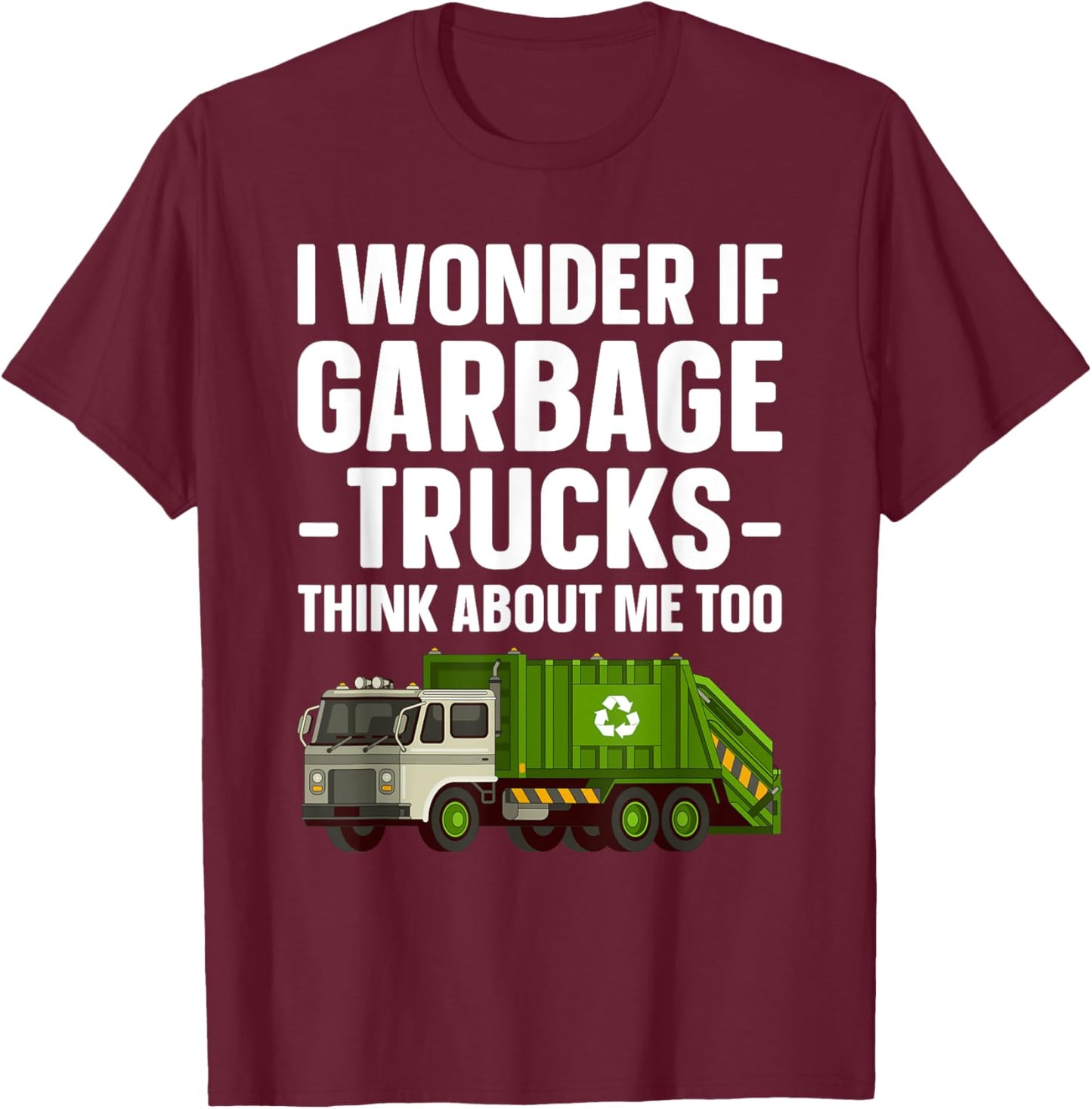 Funny Garbage Truck Art For Toddler Boys Trash Garbage Truck T-Shirt - T-Shirt | Maroon