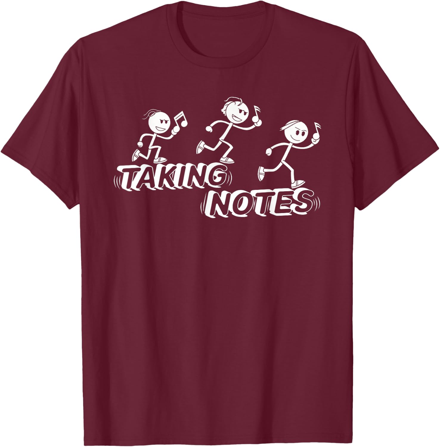 Fun "Taking Notes" Music Stick Figures T-Shirt - T-Shirt | Maroon