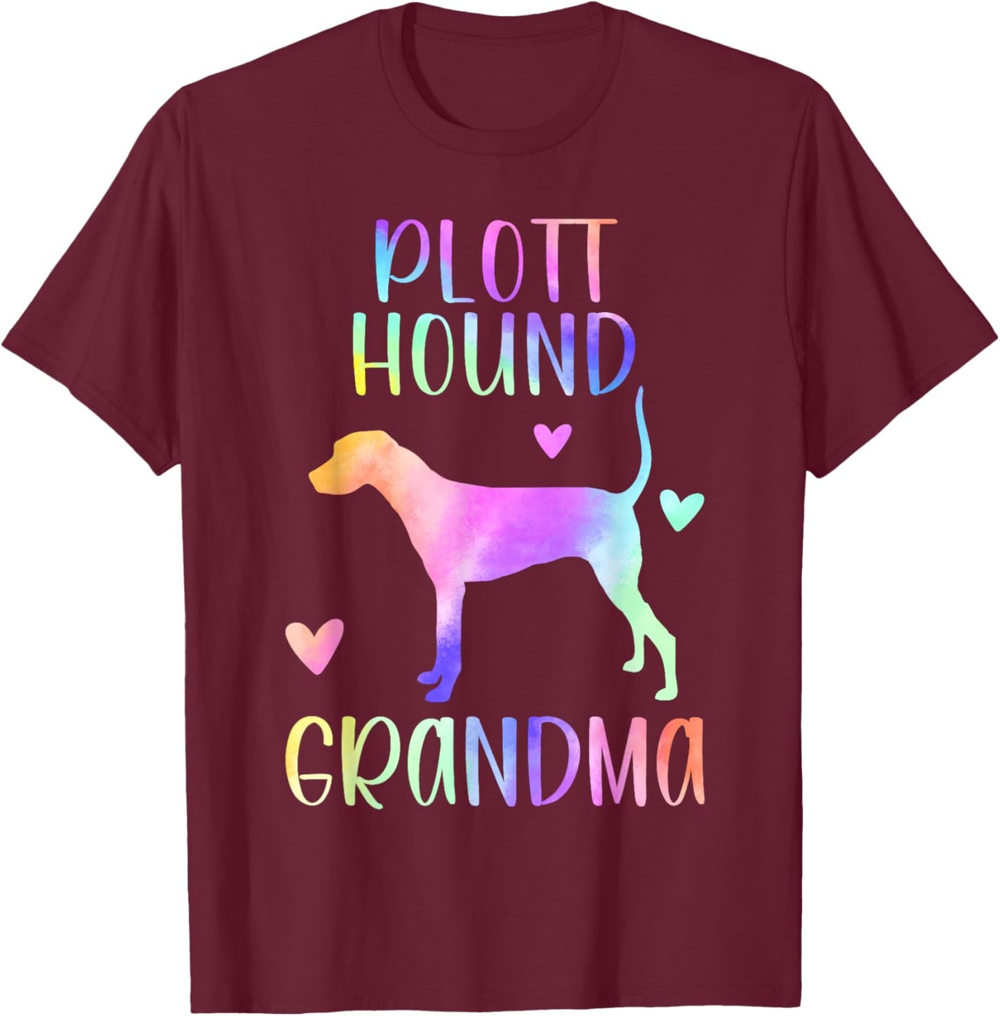 Plott Hound Grandma Plott Hound Nana Rainbow Watercolor T-Shirt - T-Shirt | Maroon