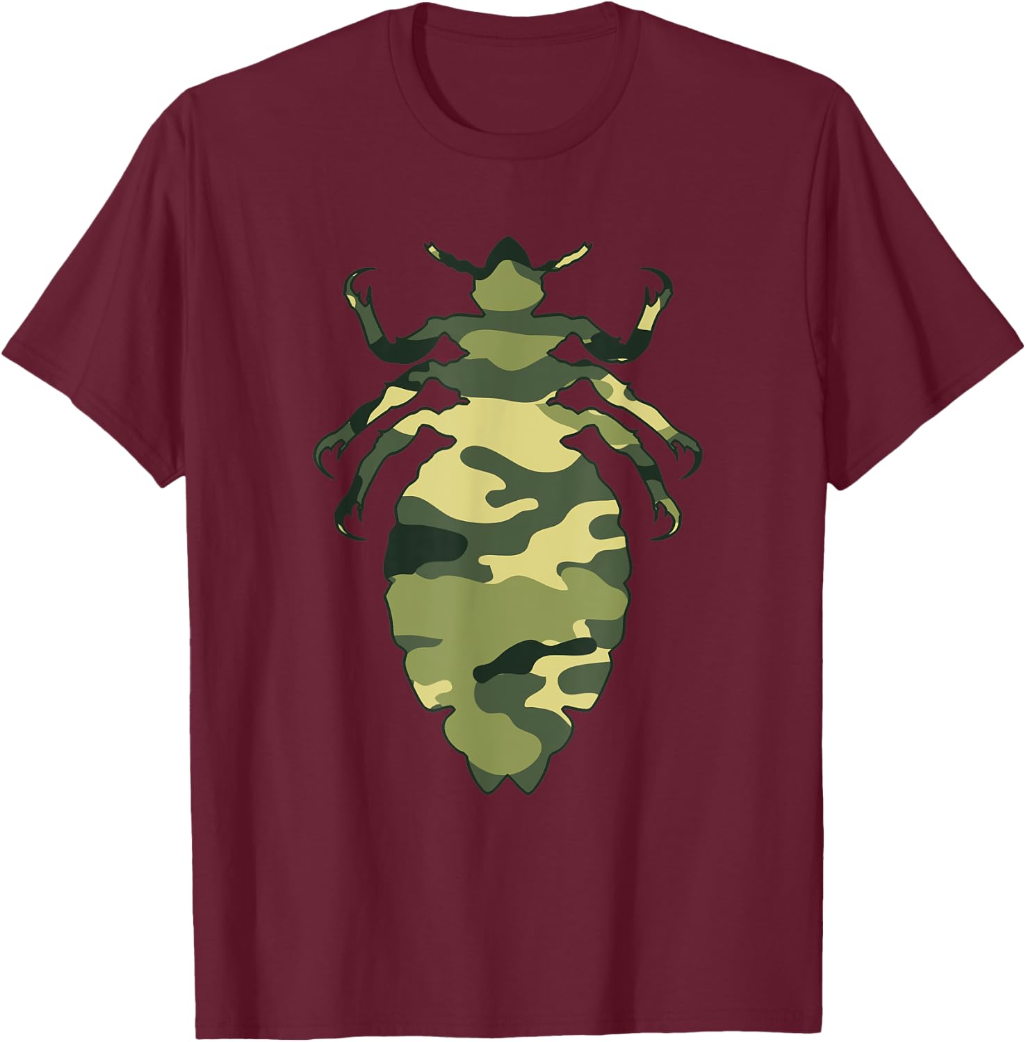 Military Louse Camo Men Print US Insect Lice Veteran Gift T-Shirt - T-Shirt | Maroon