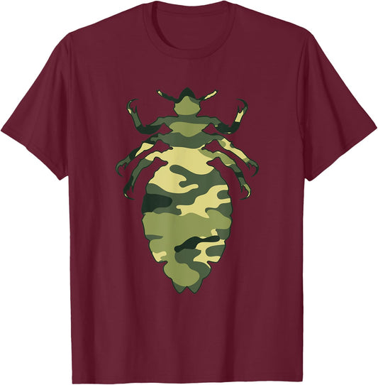 Military Louse Camo Men Print US Insect Lice Veteran Gift T-Shirt - T-Shirt | Maroon