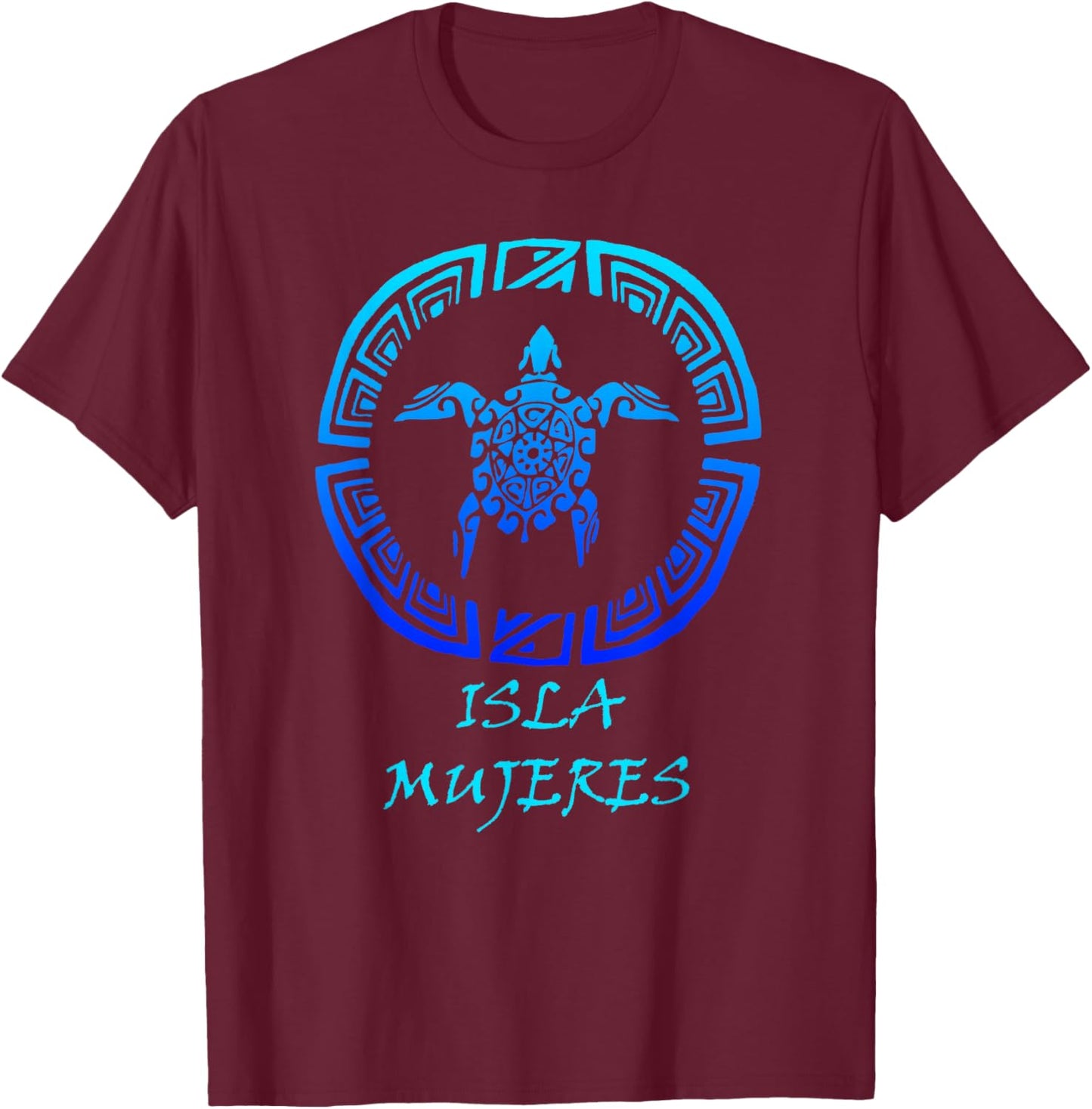Isla Mujeres, Caribbean Vintage Retro Tribal Turtle Vacation T-Shirt - T-Shirt | Maroon