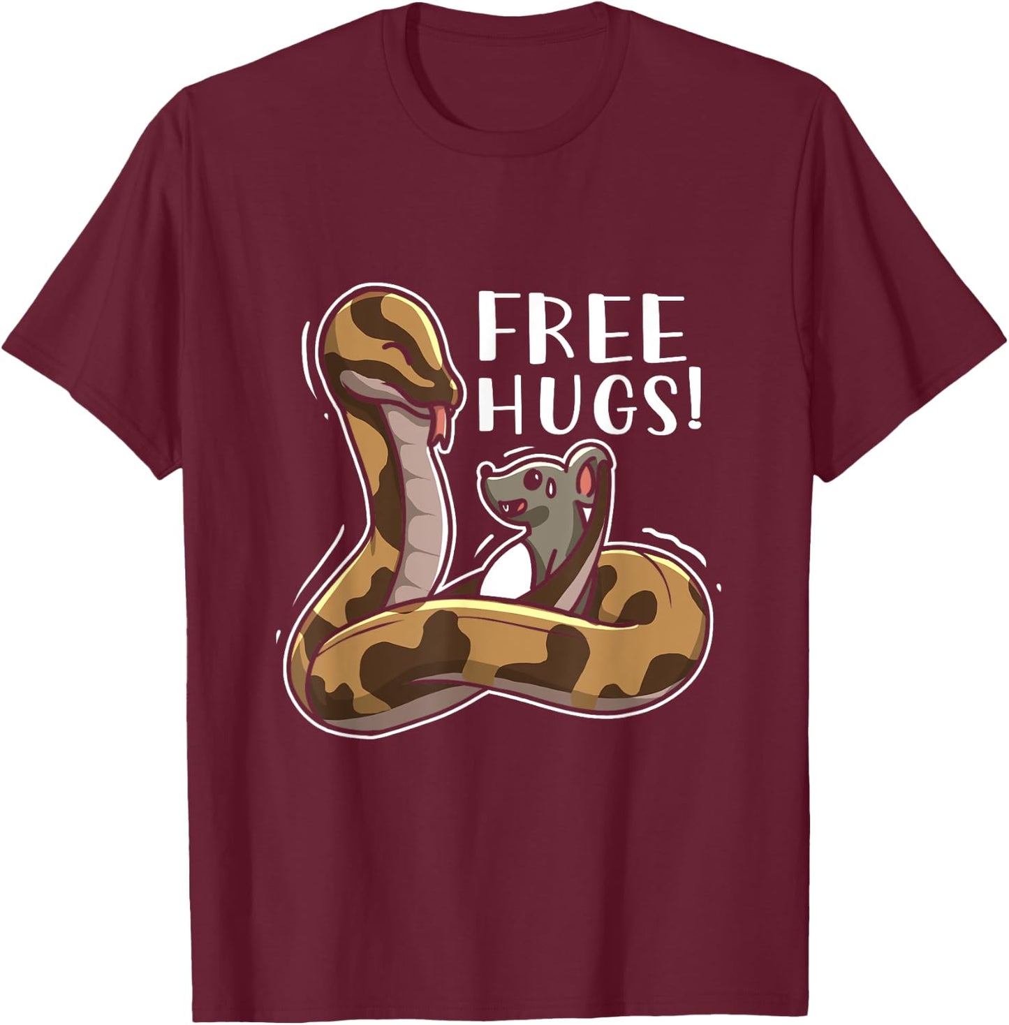 Funny Hugs Snake Owner Ball Python Boa Constrictor T-Shirt - T-Shirt | Maroon