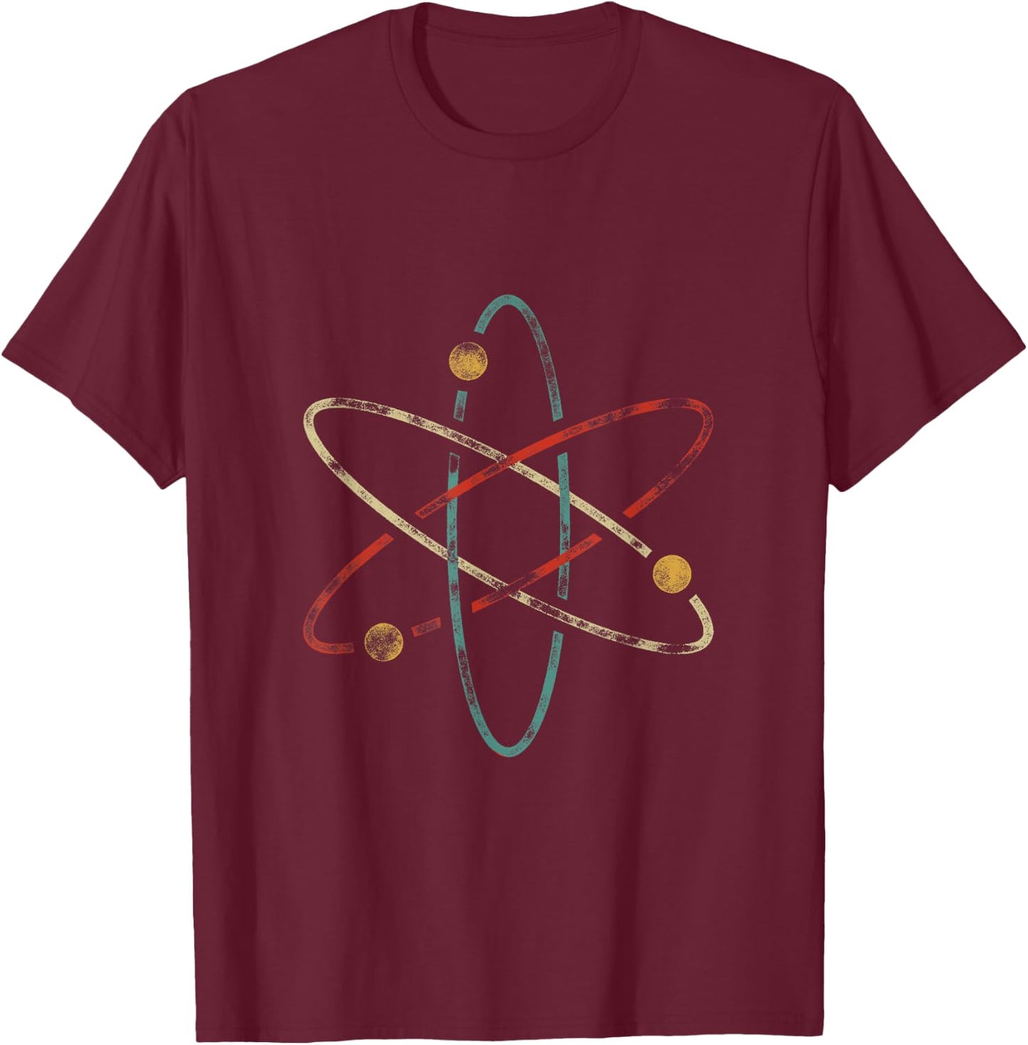 Chemistry & Periodic Table Quotes Retro Atom Chemistry - -Adults/Kids - Black - Short Sleeve - Small - - Classic Fit - Polyester 100% T-Shirt - T-Shirt | Maroon