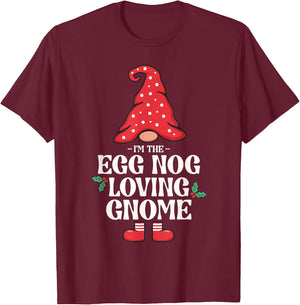 The Egg Nog Loving Gnome Family Matching Group Christmas T-Shirt - T-Shirt | Maroon