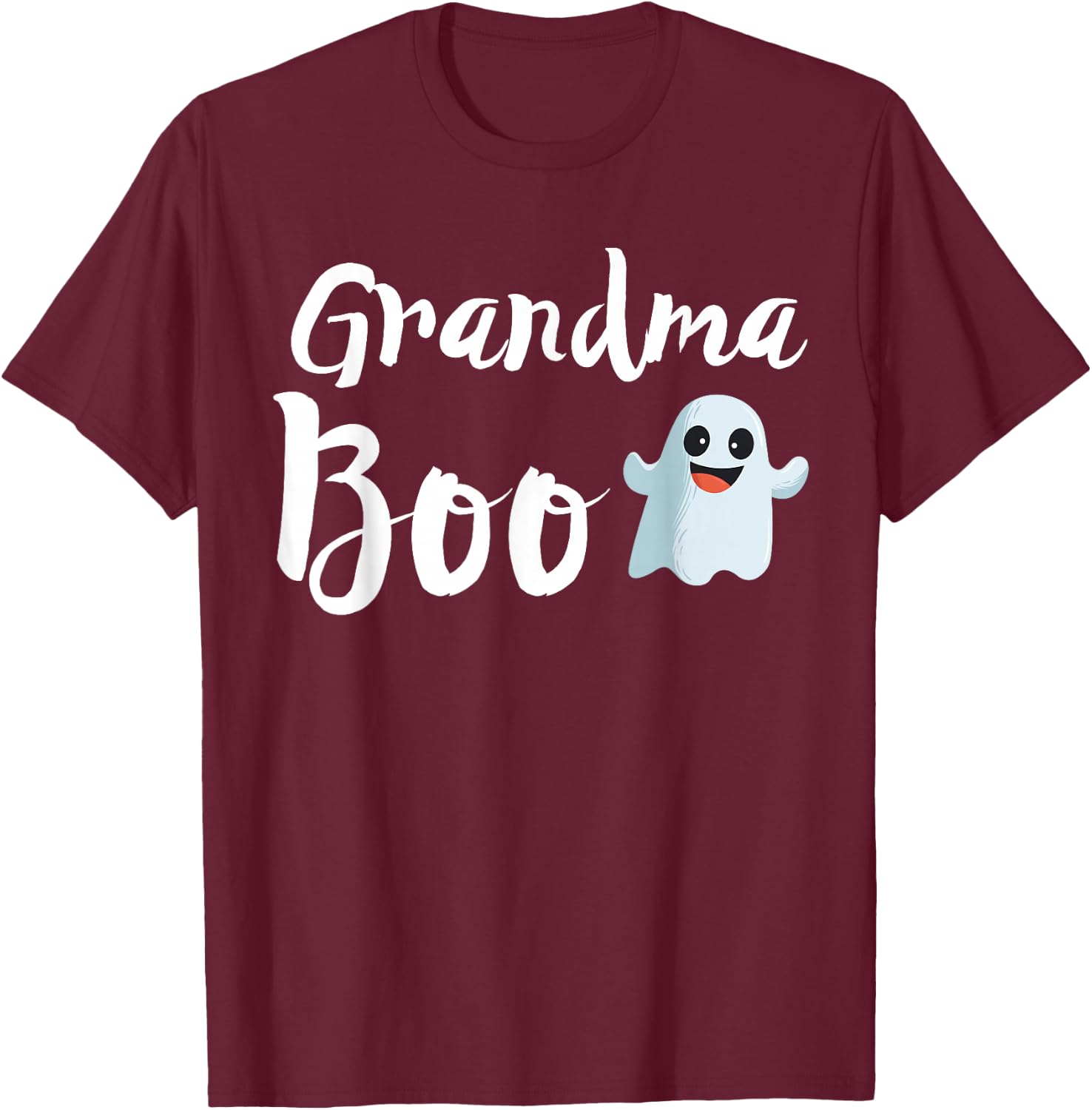 Grandma Boo Halloween Family Matching Ghost Grandmom Gift T-Shirt - T-Shirt | Maroon