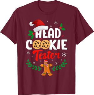 Funny Christmas Head Cookie Tester Ugly Xmas Sweater T-Shirt - T-Shirt | Maroon