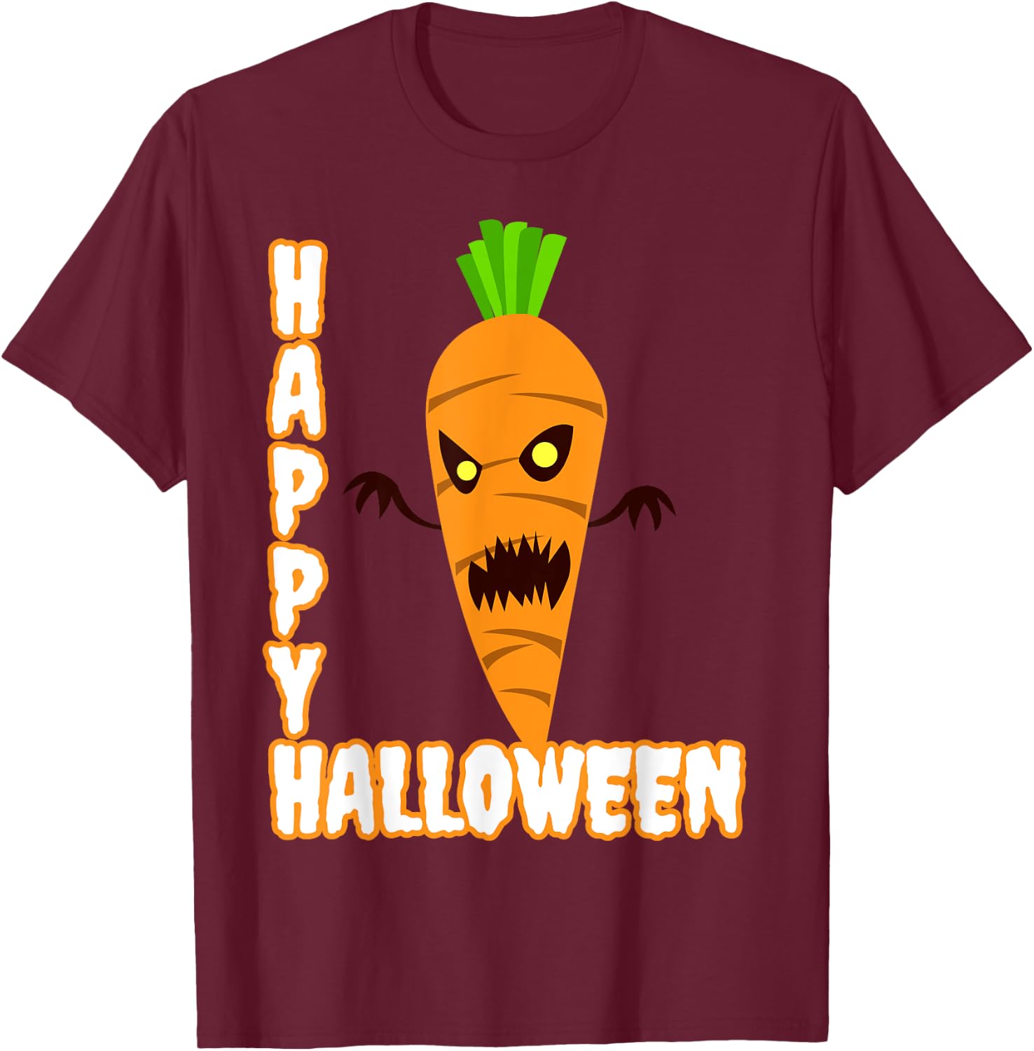 Scary Carrot Happy Halloween Men Women Boys Girls T-Shirt - T-Shirt | Maroon