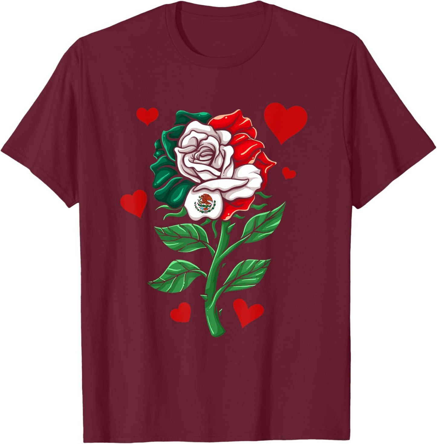 Mexico Gift Rose Tijuana Mexican Hispanic Pride Poncho T-Shirt - T-Shirt | Maroon