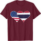 USA and Thailand Flags - American & Thai Vintage Hearts T-Shirt - T-Shirt | Maroon