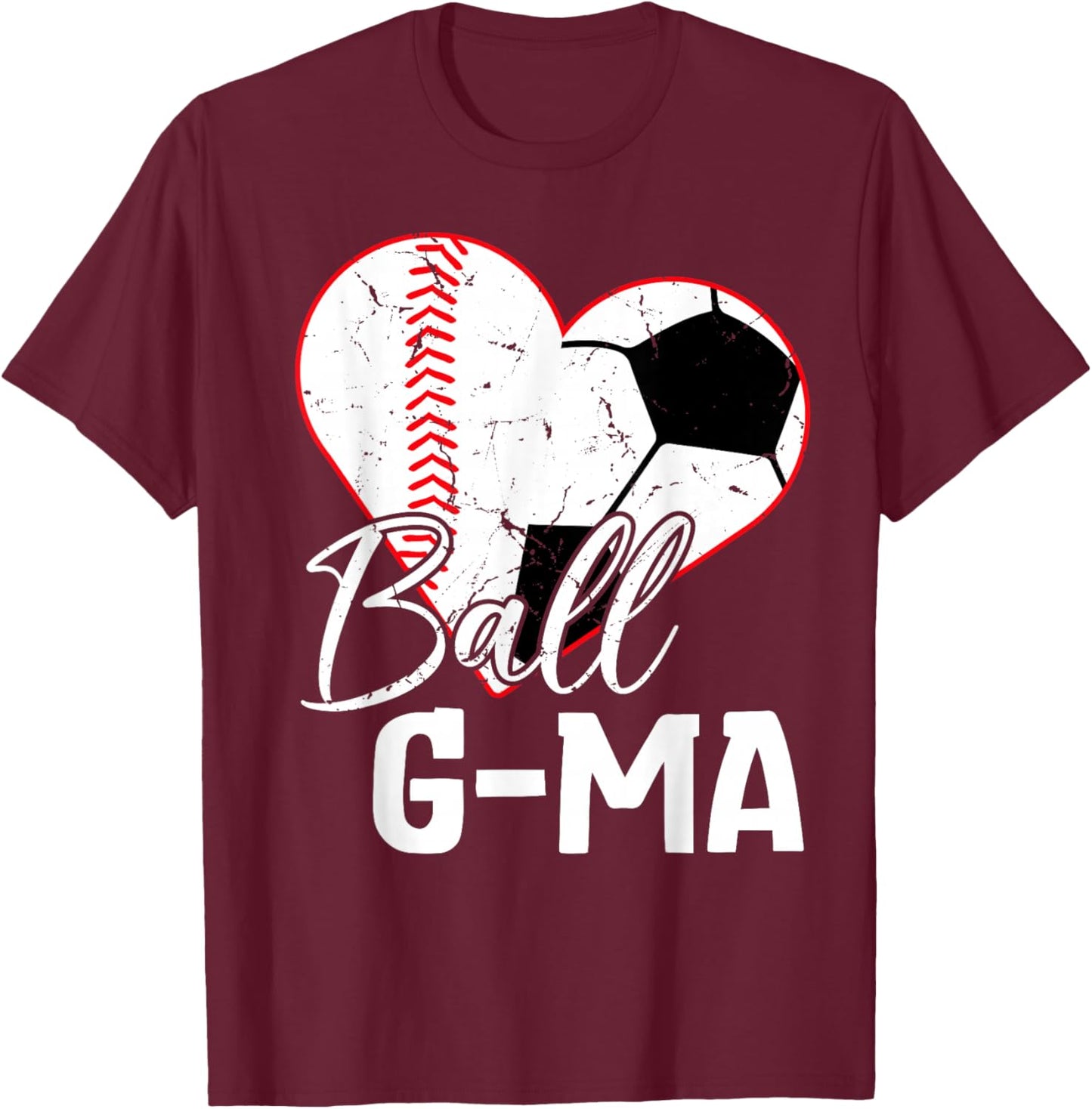 Proud Ball G-Ma Biggest Fan Soccer Baseball Family Player T-Shirt - T-Shirt | Maroon