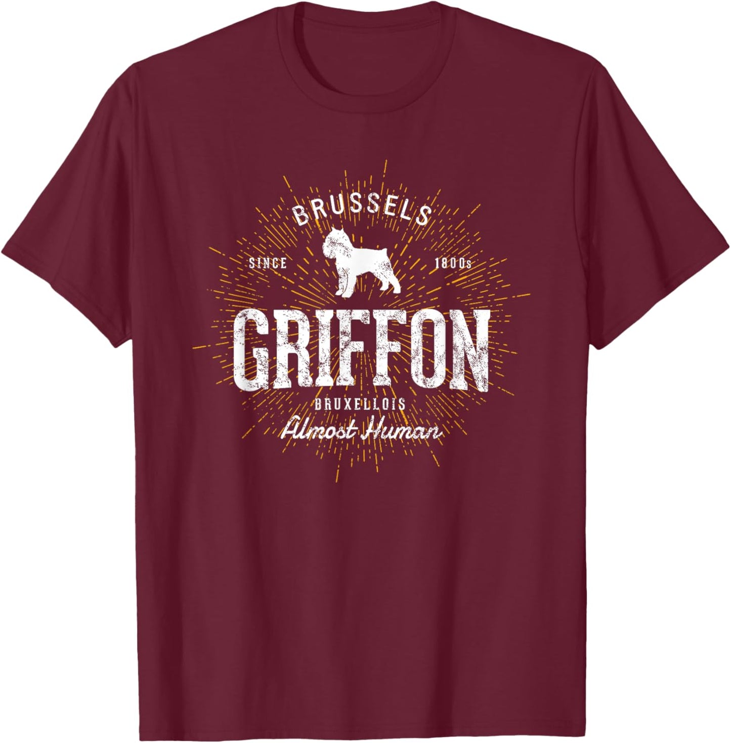 Vintage Style Retro Brussels Griffon T-Shirt - T-Shirt | Maroon