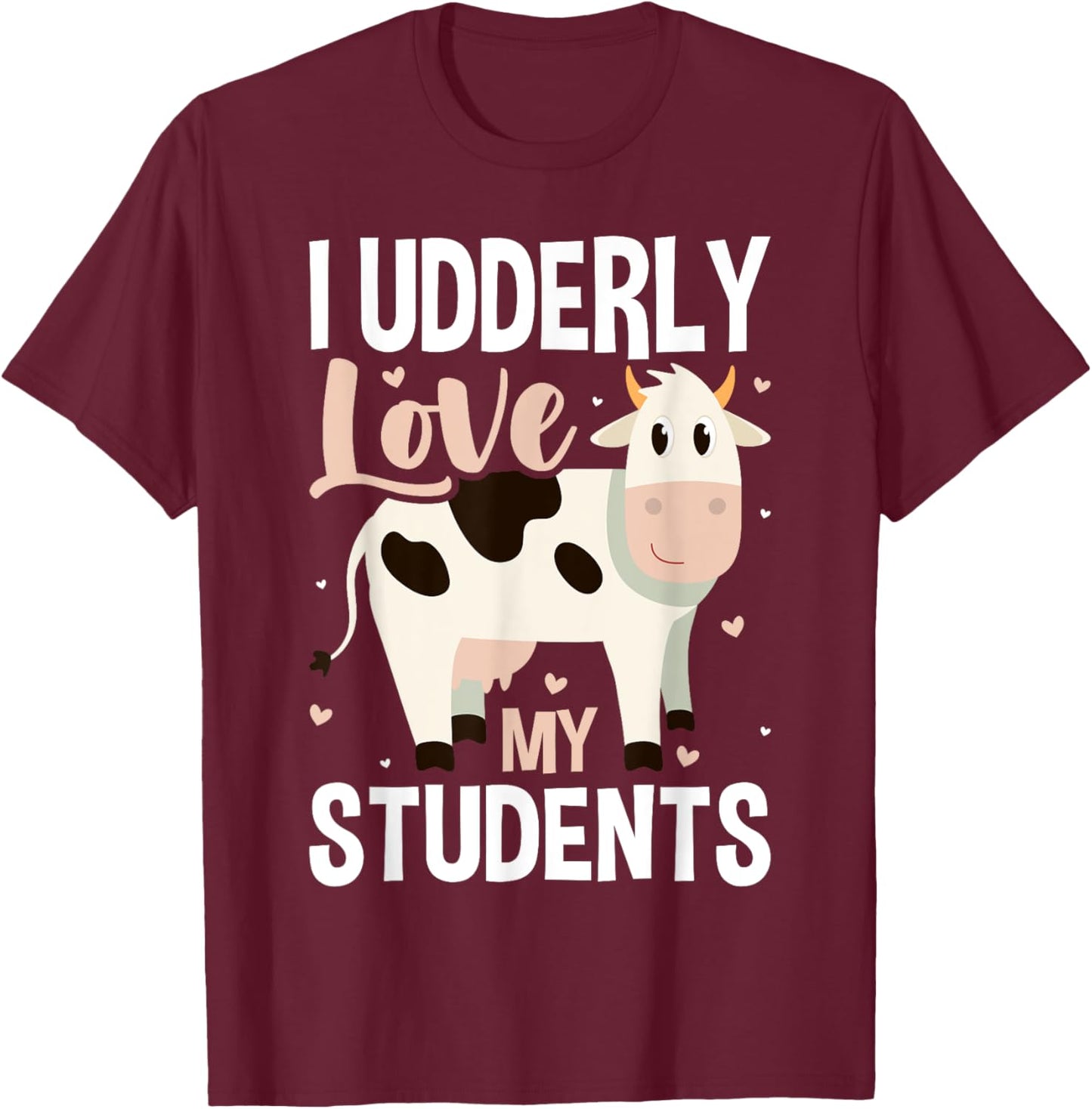 Cow Teacher Lover Women Girls Kids T-Shirt - T-Shirt | Maroon