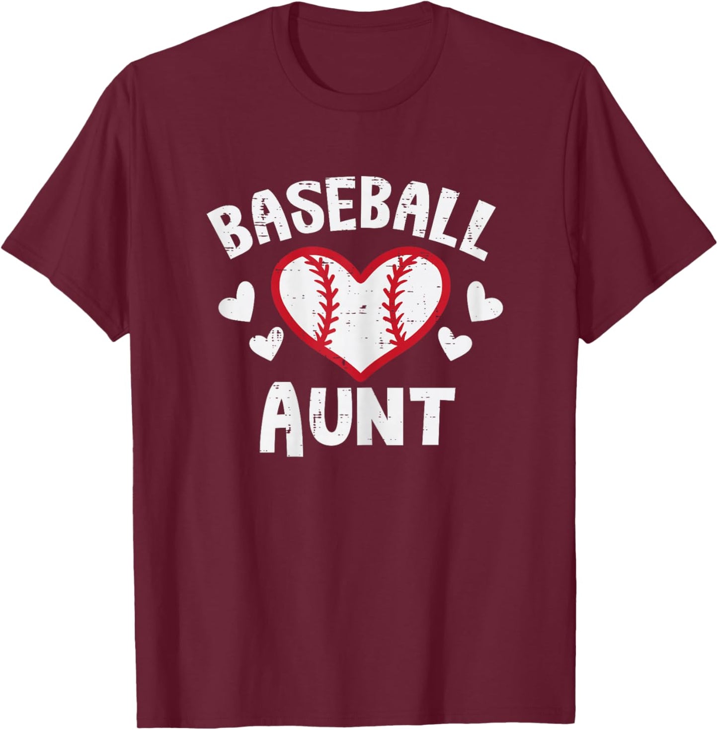 Baseball Aunt Heart Family Matching Aunty Auntie Women T-Shirt - T-Shirt | Maroon