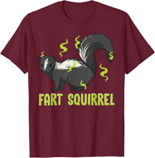 Funny Animal Shirts For Kids Adults FART SQUIRREL T-Shirt - T-Shirt | Maroon