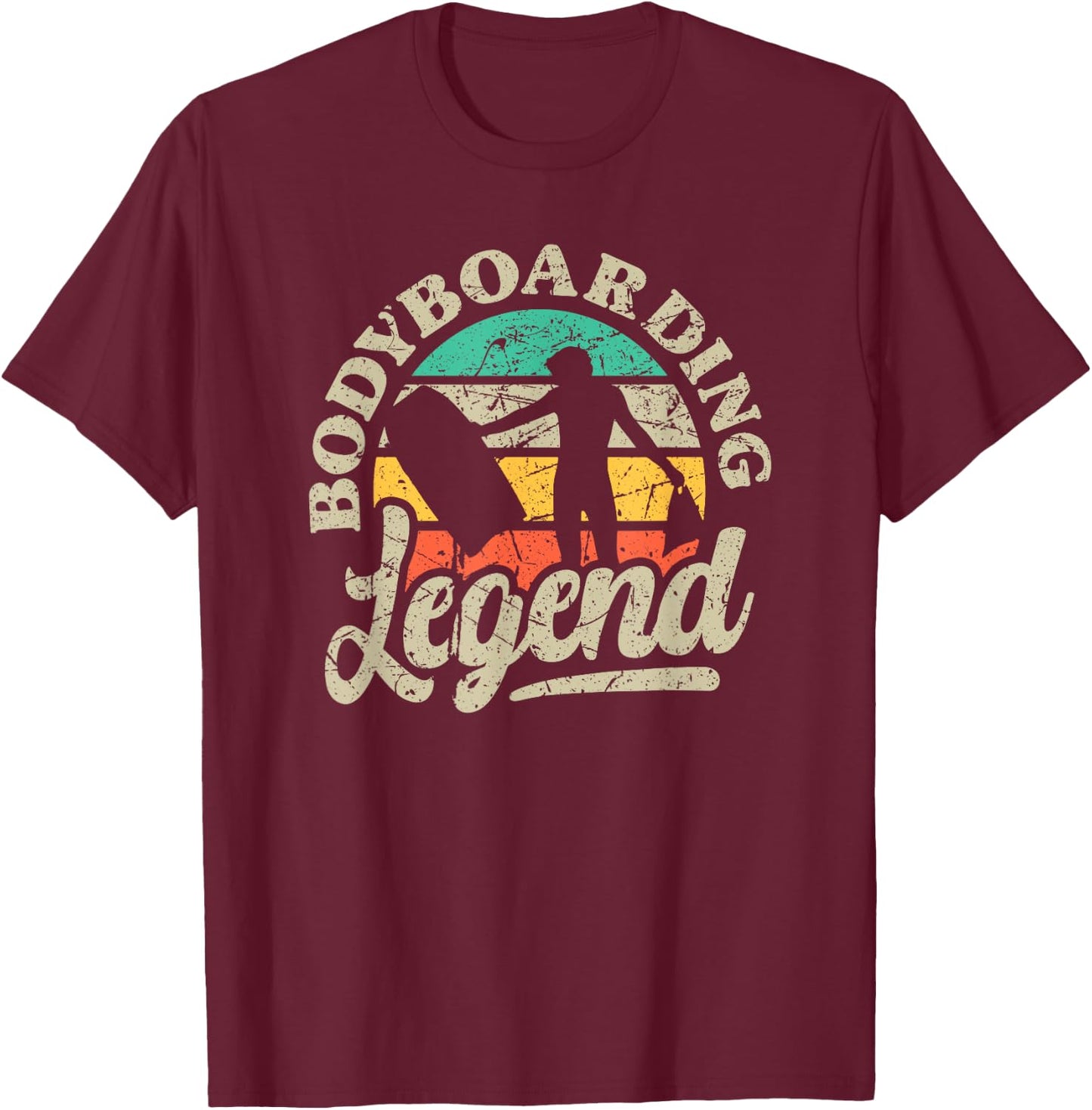 Bodyboarding Legend Retro Bodyboarder Vintage Bodyboard T-Shirt - T-Shirt | Maroon