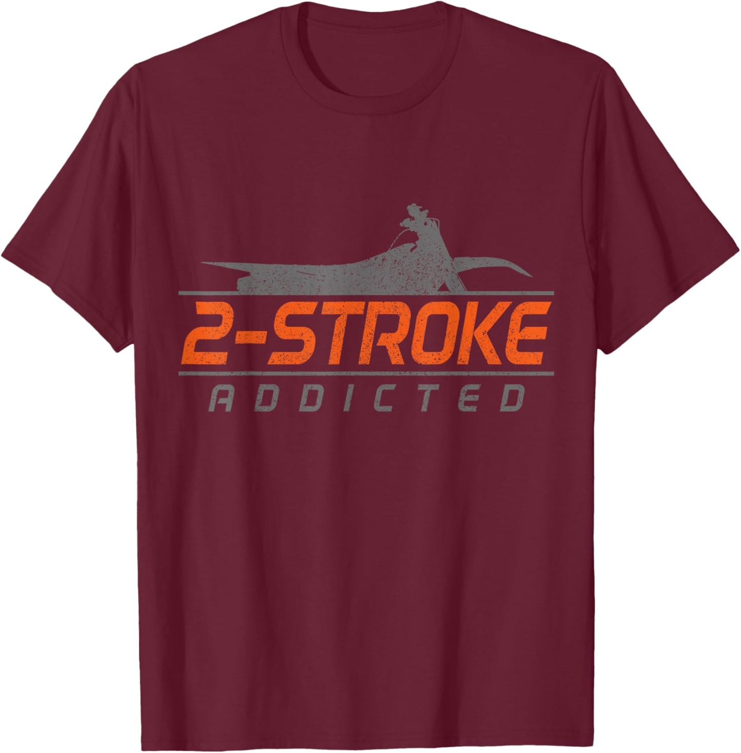 Motocross 2-Stroke Addict Vintage Biker Motorcycle Dirt Bike T-Shirt - T-Shirt | Maroon