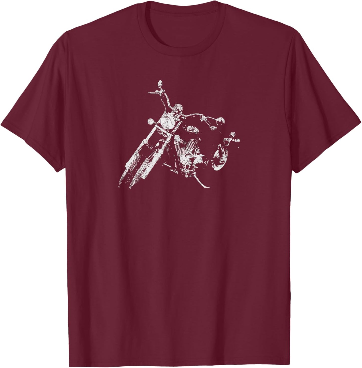Distressed Vintage American Biker - Motorcycle T-Shirt - T-Shirt | Maroon