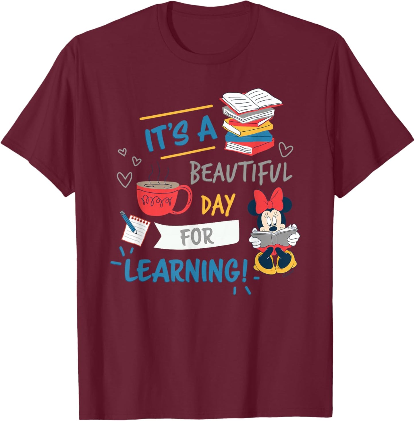 Disney Minnie Mouse Beautiful Day for Learning Teacher's Day T-Shirt - T-Shirt | Maroon