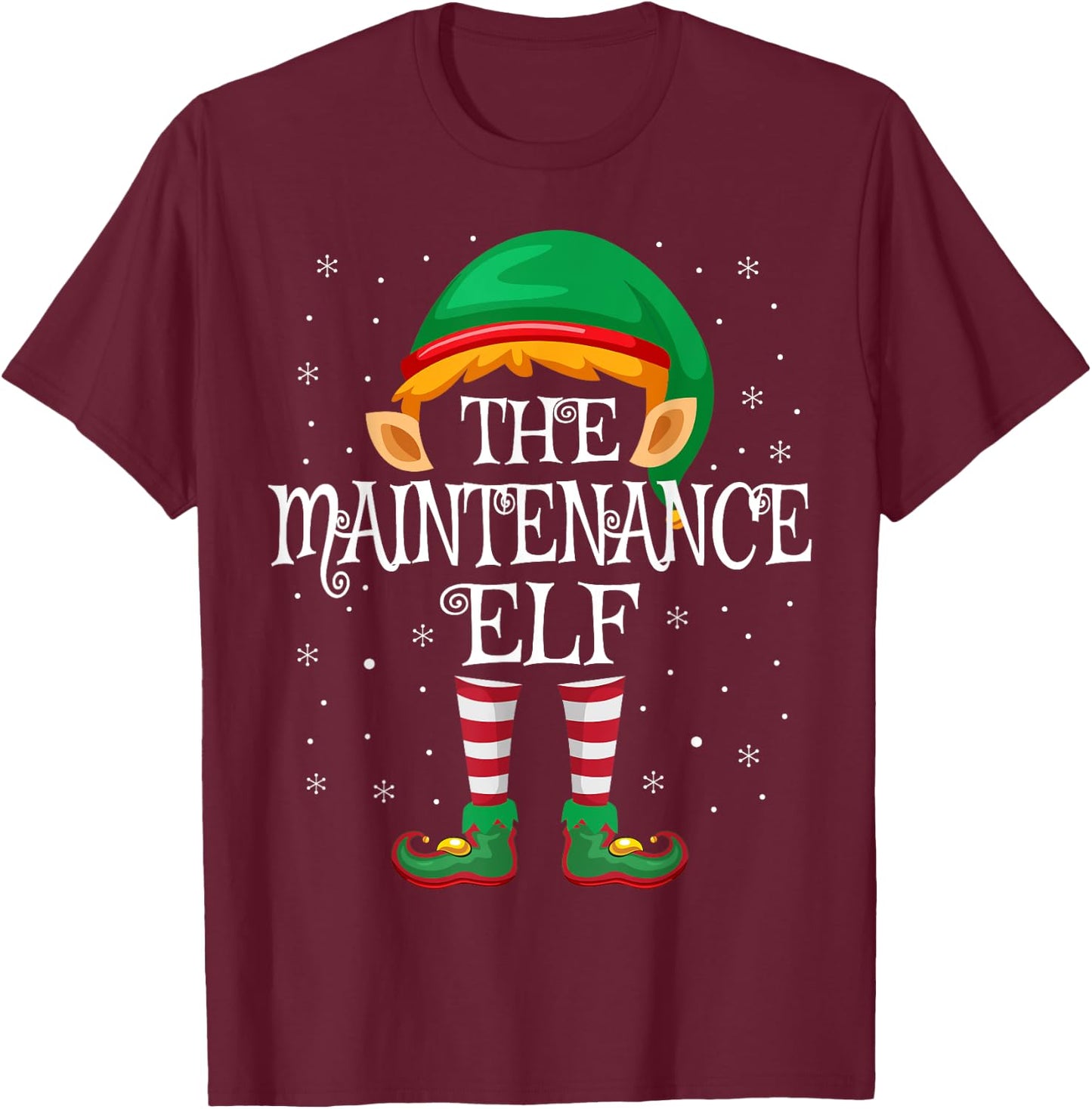 The Maintenance Elf Family Matching Group Christmas T-Shirt - T-Shirt | Maroon