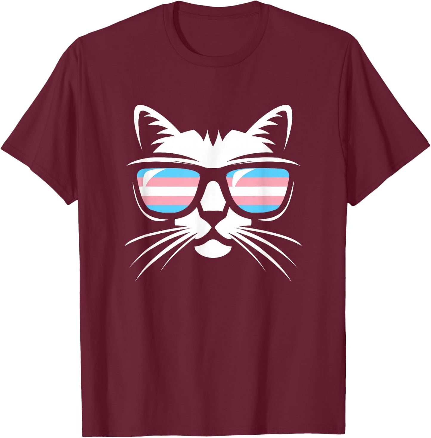 Transgender Pride Cat Support Trans Community T-Shirt - T-Shirt | Maroon