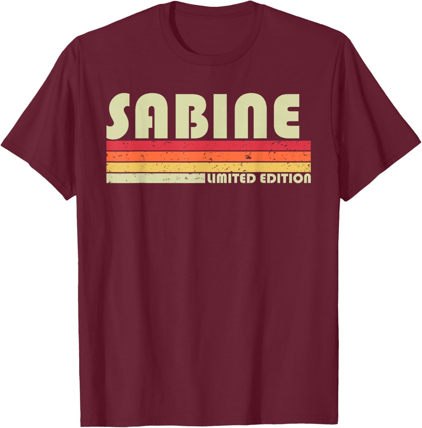 SABINE Name Personalized Retro Vintage 80s 90s Birthday T-Shirt - T-Shirt | Maroon