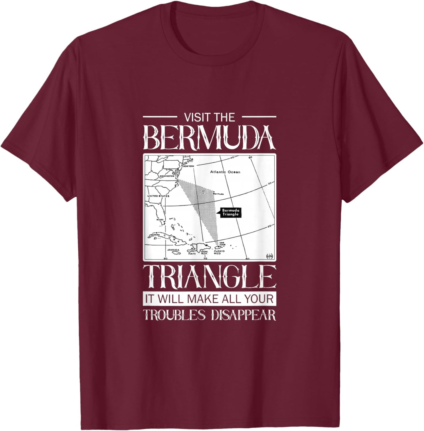 Visit The Bermuda Triangle Water Ocean Triangle T-Shirt - T-Shirt | Maroon