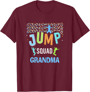 Grandma Jump Squad Birthday Boy Trampoline Jumper Bday T-Shirt - T-Shirt | Maroon