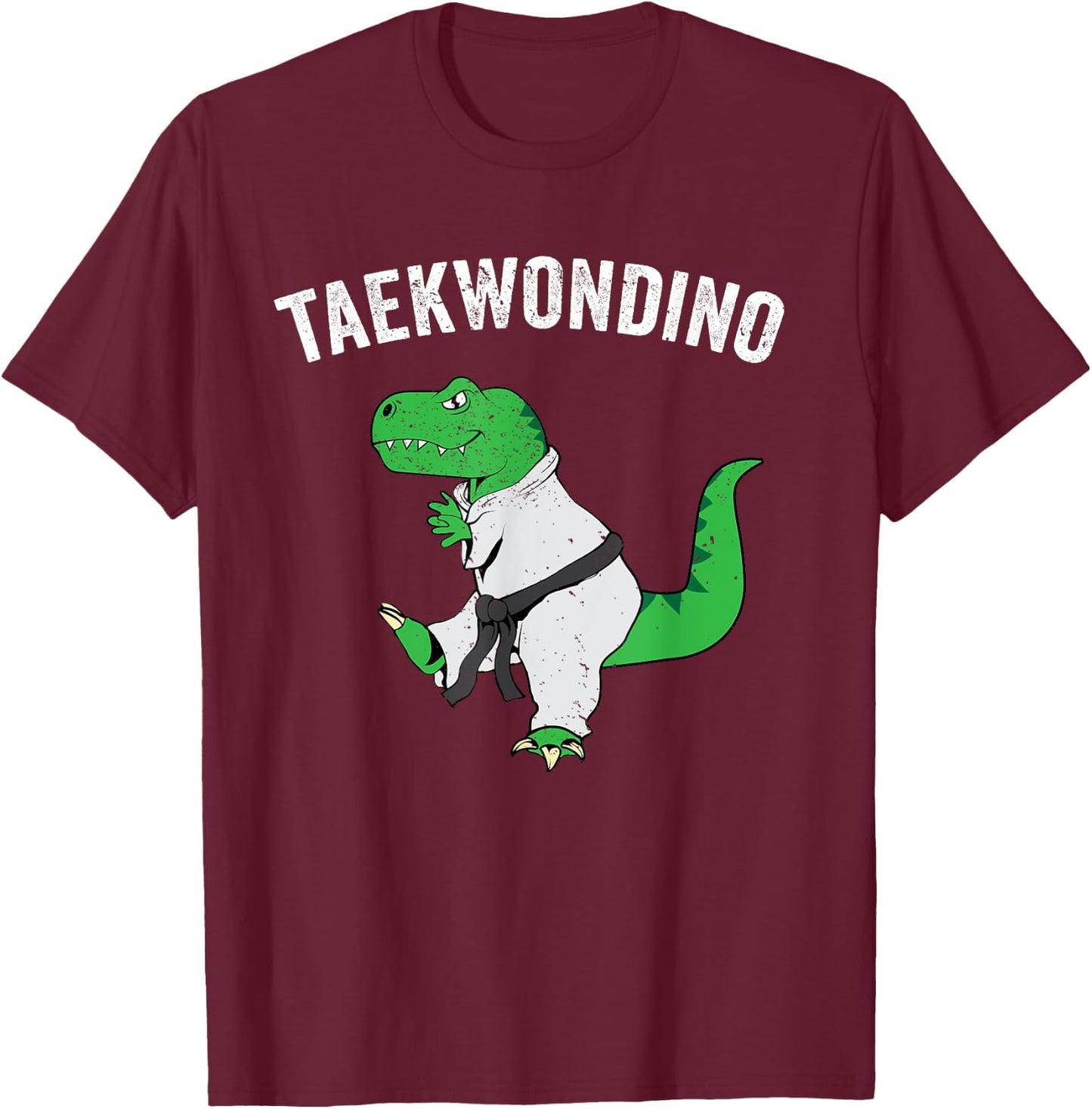 Funny Taekwondo T Rex Dinosaur Cute Martial Arts Boys Gift T-Shirt - T-Shirt | Maroon