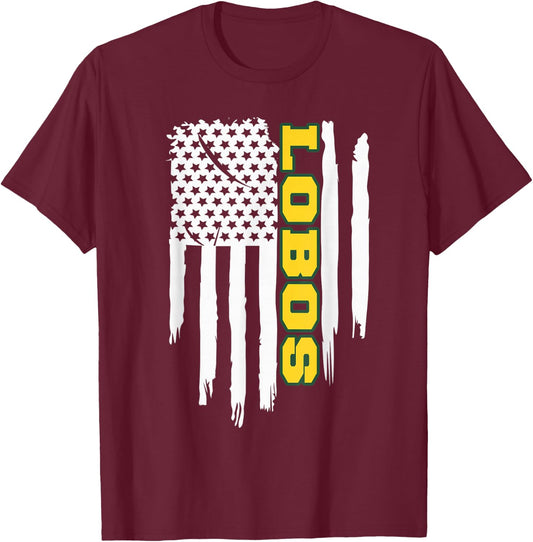 Longview Lobos American Flag T-Shirt - T-Shirt | Maroon