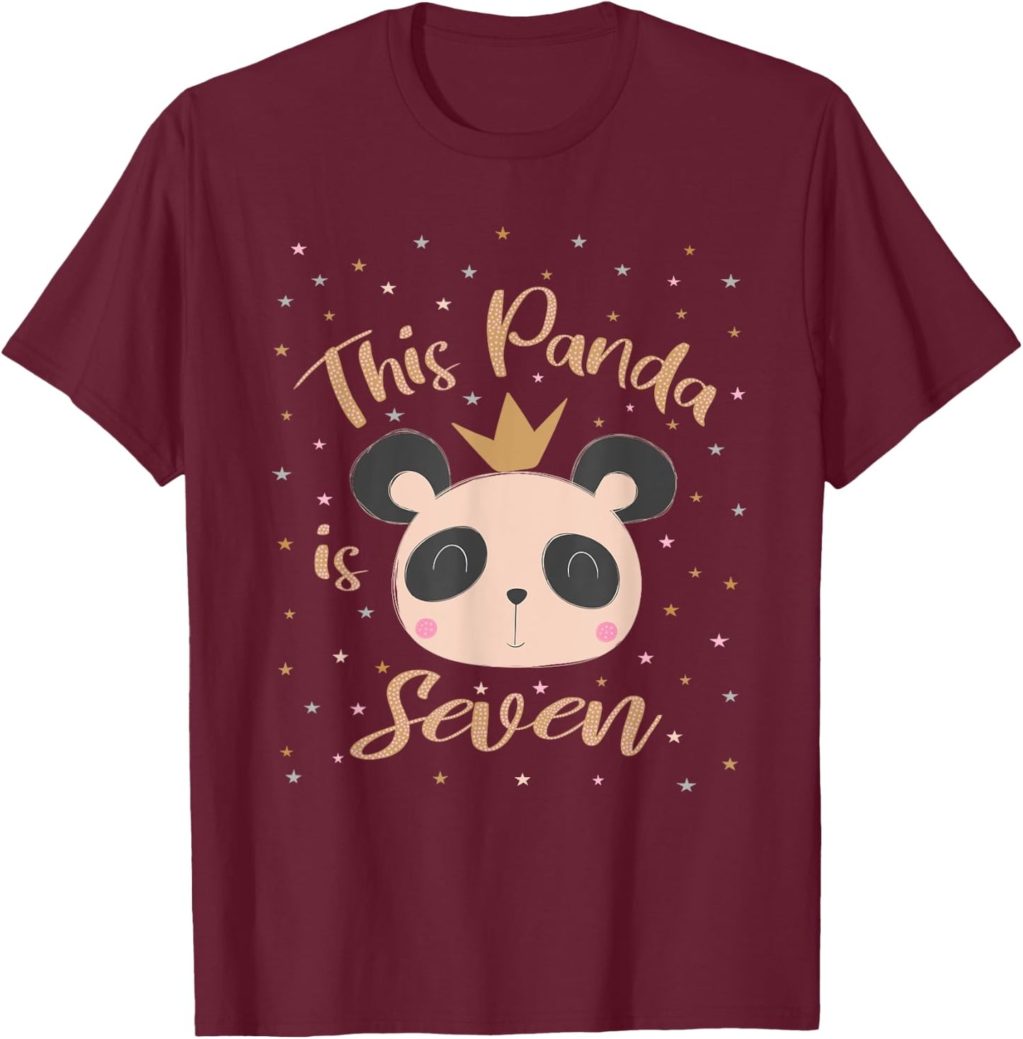 This Little Panda Is Seven Years Old 7th Girl Birthday Party T-Shirt - T-Shirt | Maroon