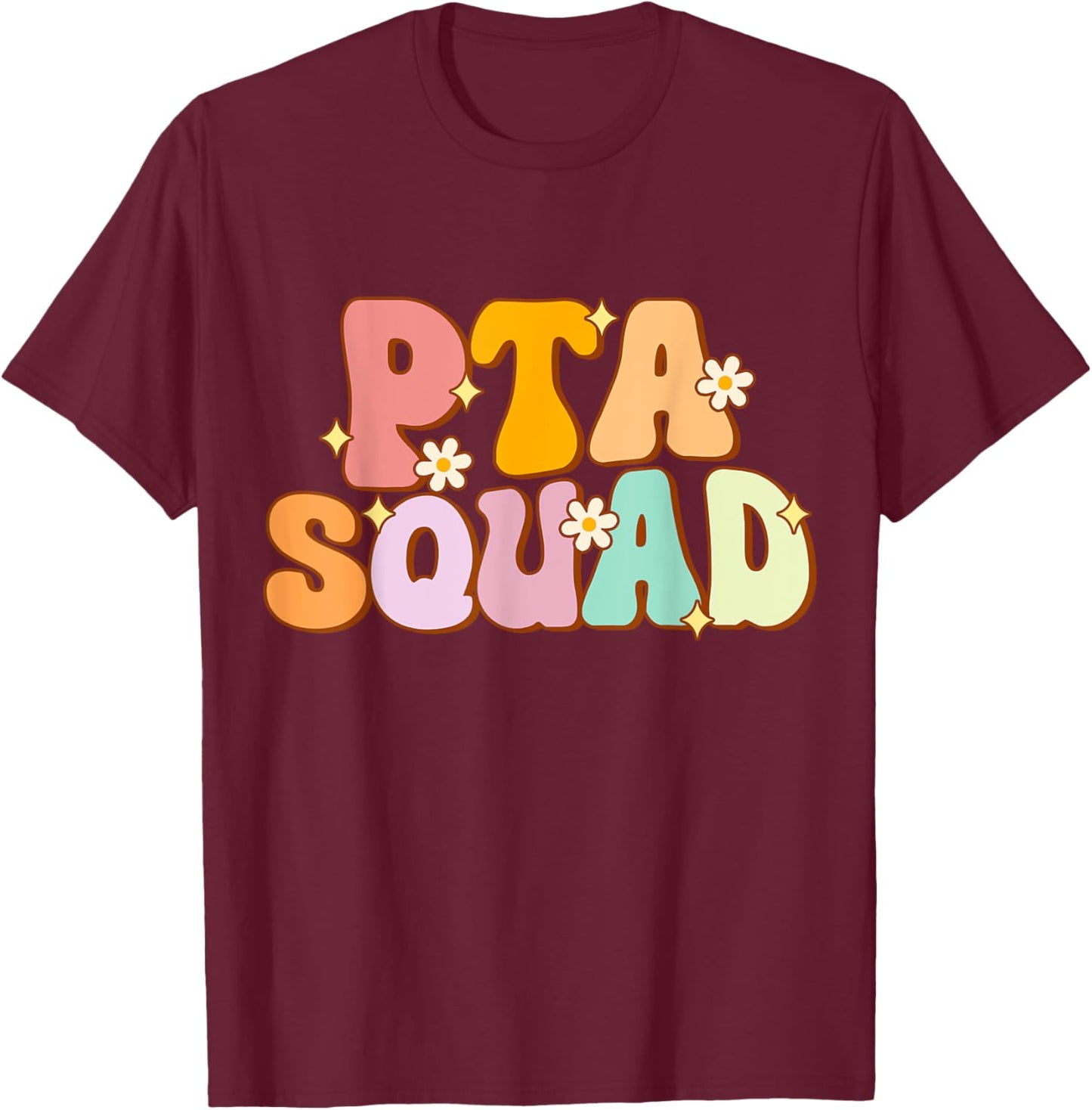 Groovy PTA Squad Parent Teacher Association Women T-Shirt - T-Shirt | Maroon