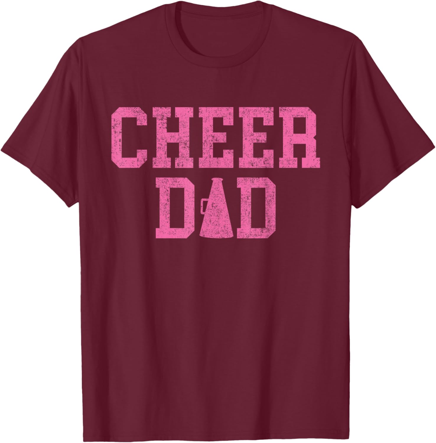 Cheer Dad Vintage Retro Cheerleading Pink T-Shirt - T-Shirt | Maroon