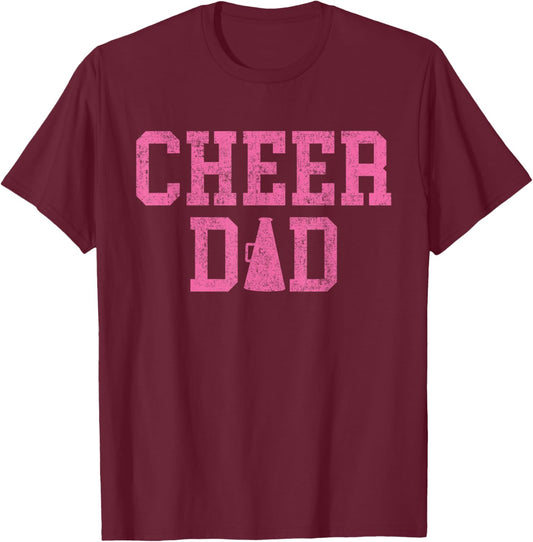 Cheer Dad Vintage Retro Cheerleading Pink T-Shirt - T-Shirt | Maroon