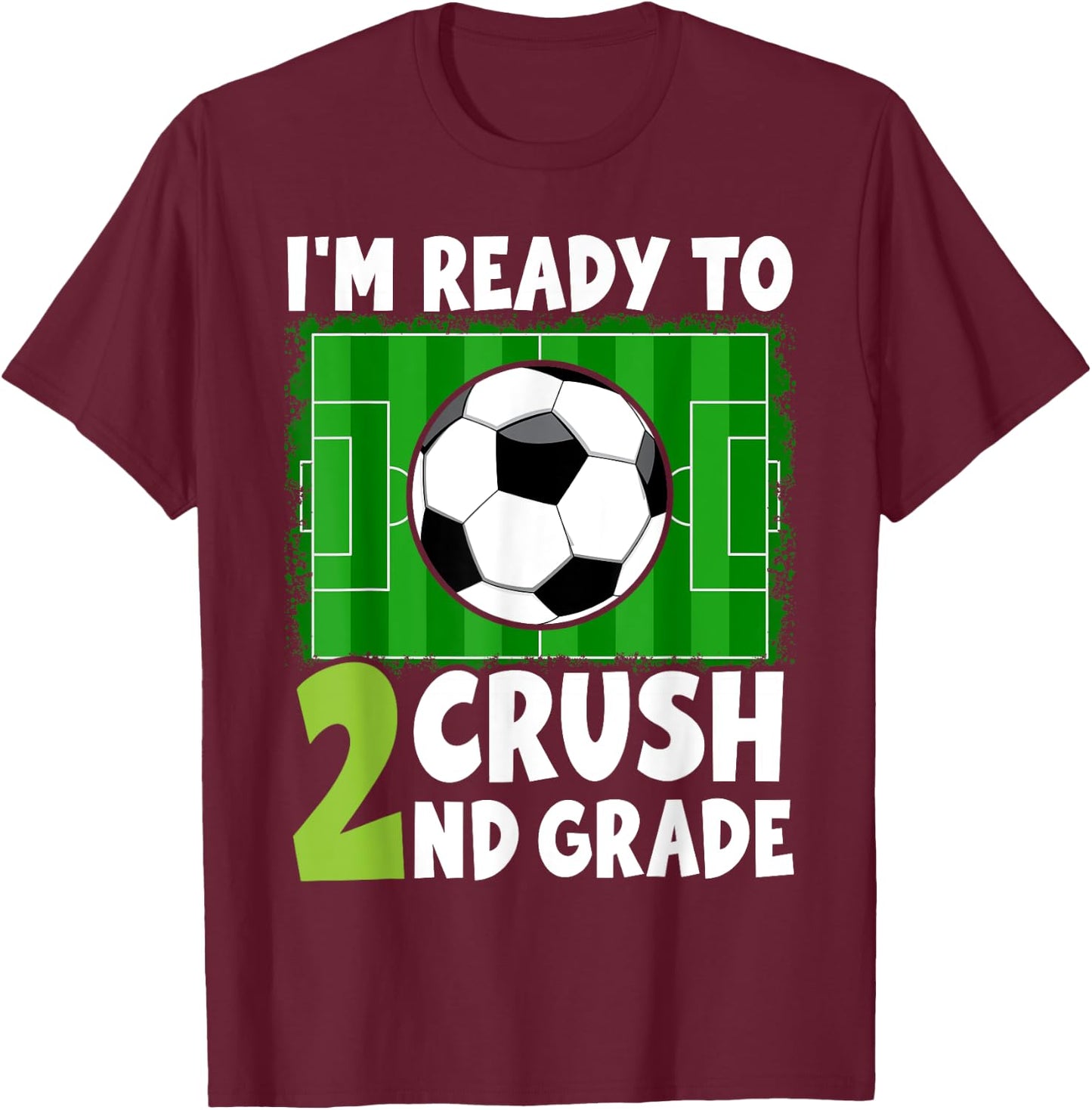 Back to School First Day of 2nd Grade Soccer Boys Kids T-Shirt - T-Shirt | Maroon