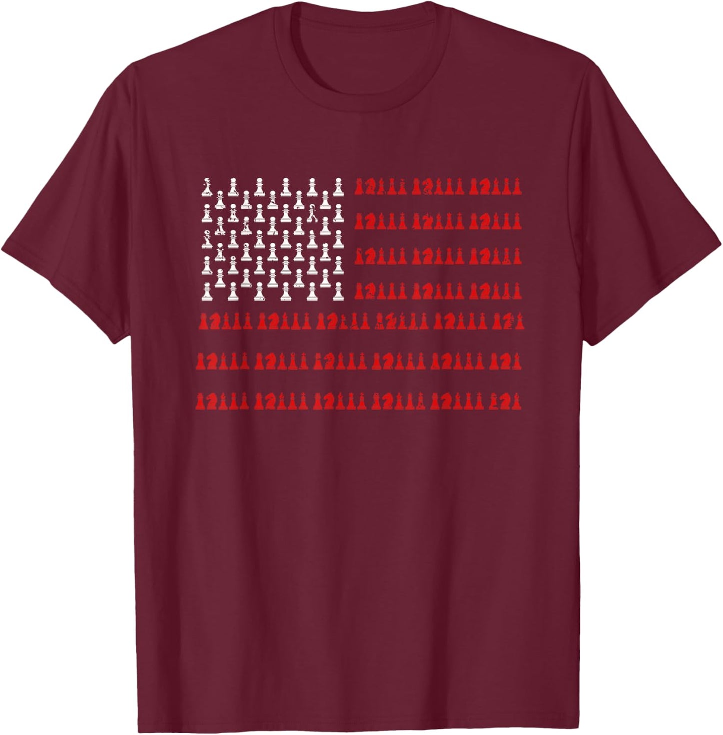 Chess Piece USA Flag Chess Player Gift Chess T-Shirt - T-Shirt | Maroon