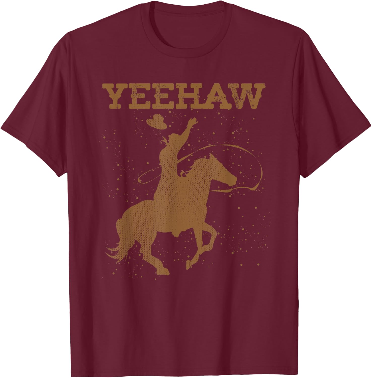 Yeehaw Bull Riding Texas Funny Western Cowboy Gift Cowboy Small T-Shirt - T-Shirt | Maroon