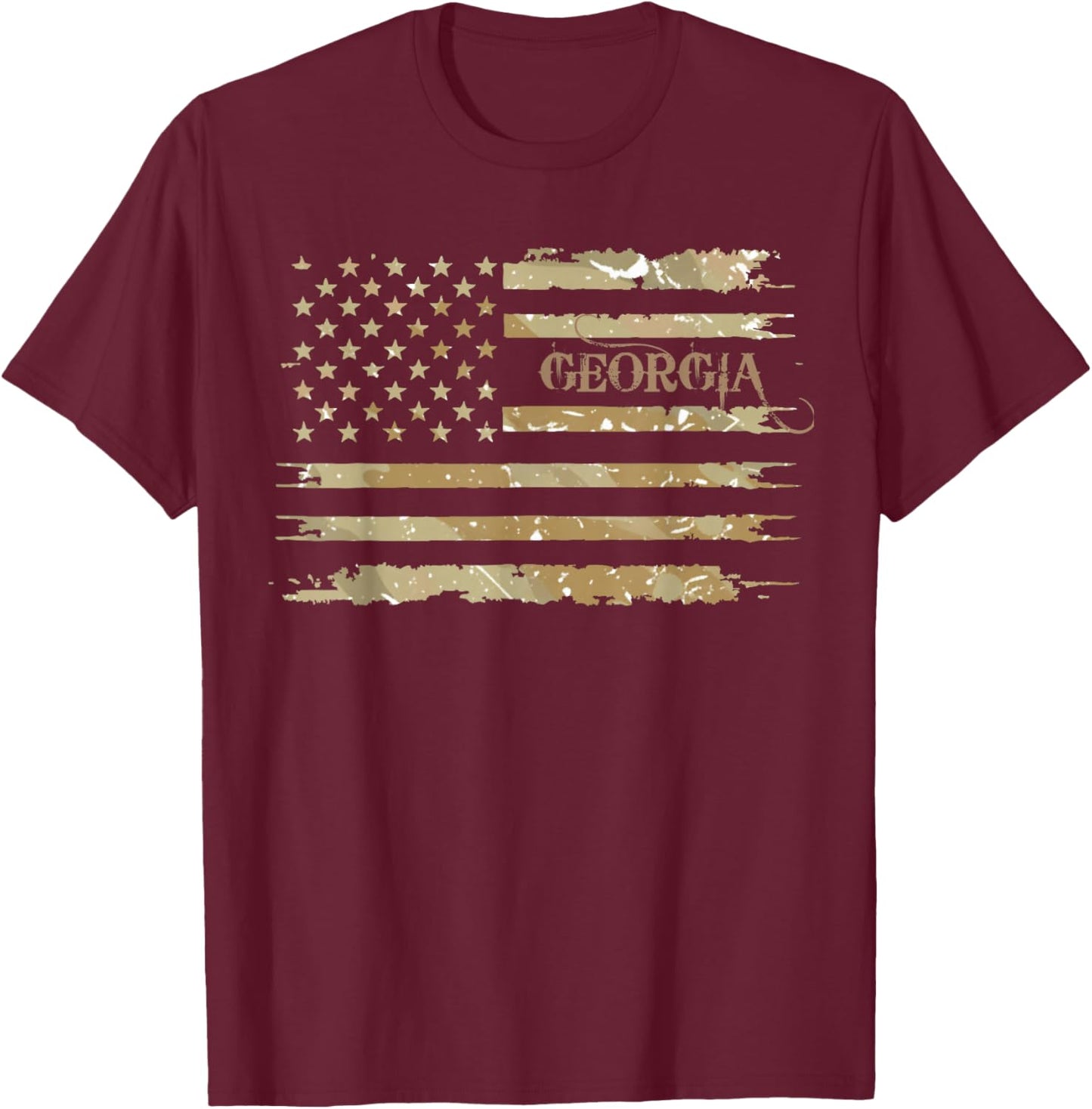 Georgia Desert Camo Distressed T-Shirt - T-Shirt | Maroon