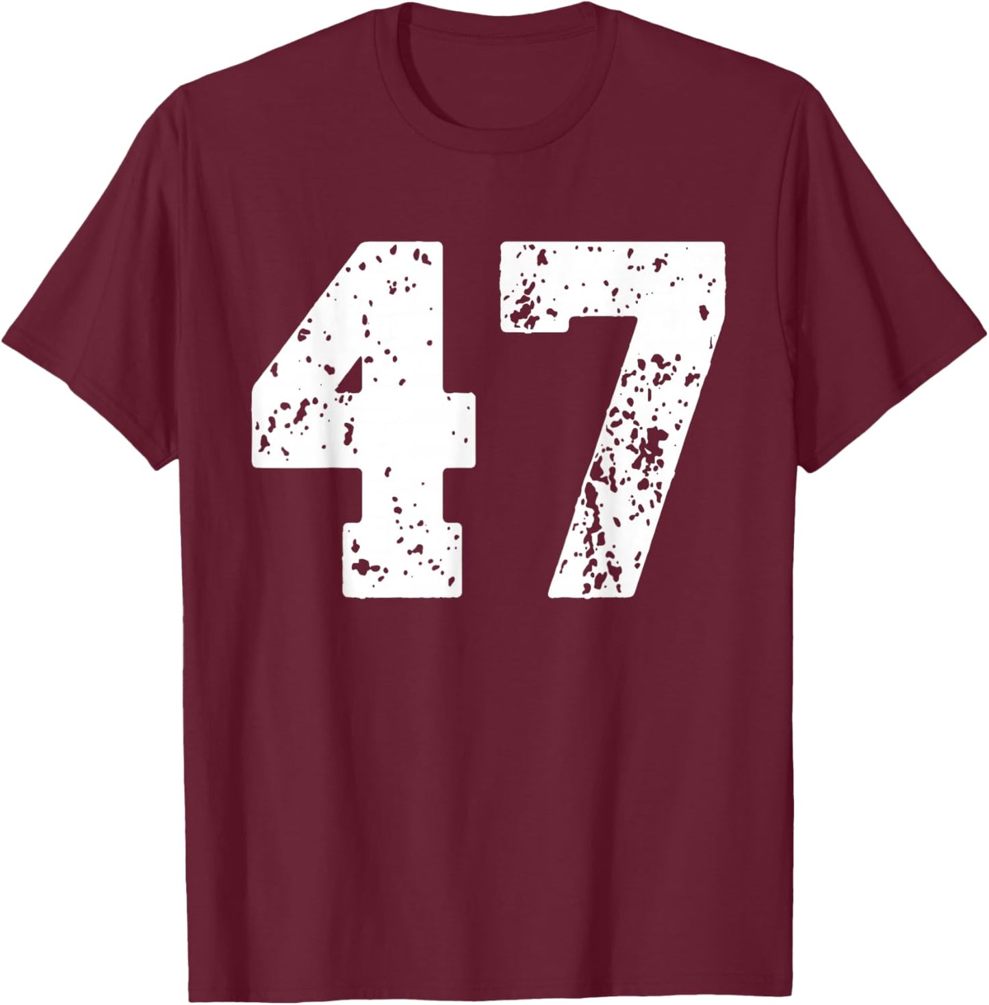 Number 47 White Best Classic College Style Birthday Funny T-Shirt - T-Shirt | Maroon