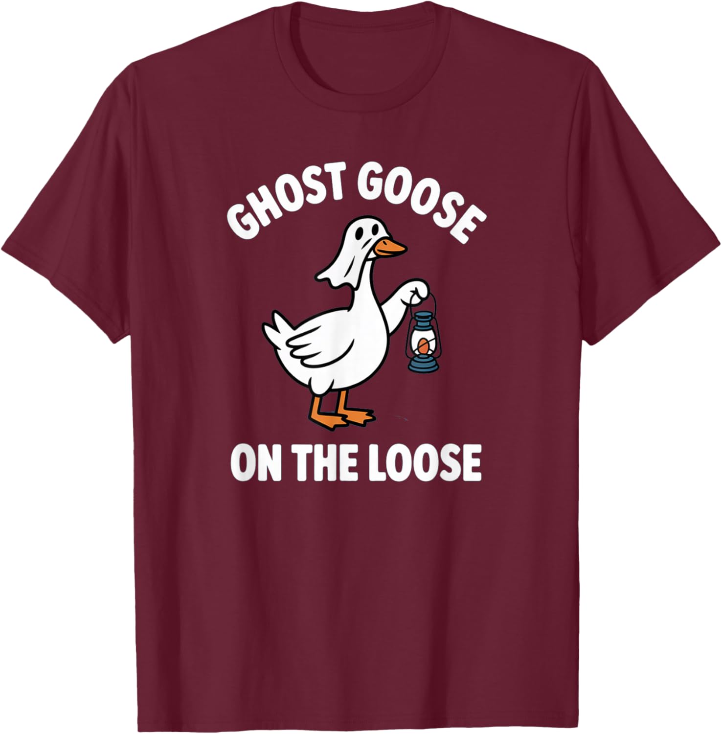 Funny Ghost Goose On The Loose Pun Halloween Lover Costume T-Shirt - T-Shirt | Maroon