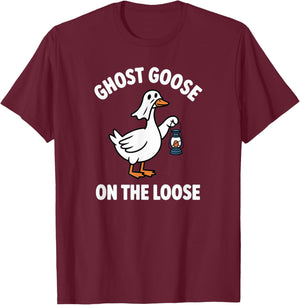 Funny Ghost Goose On The Loose Pun Halloween Lover Costume T-Shirt - T-Shirt | Maroon
