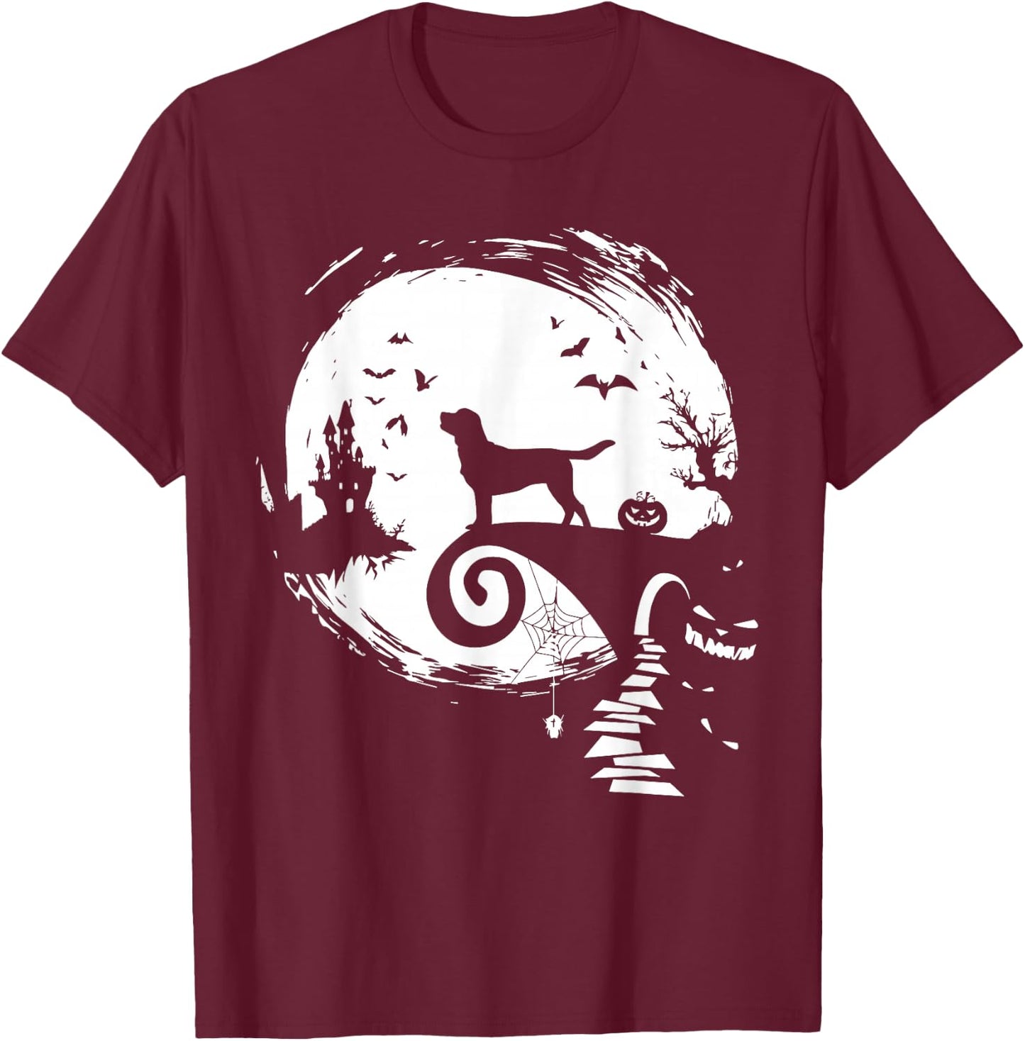 Labrador Retriever And Moon Halloween Costume Dog Lover T-Shirt - T-Shirt | Maroon