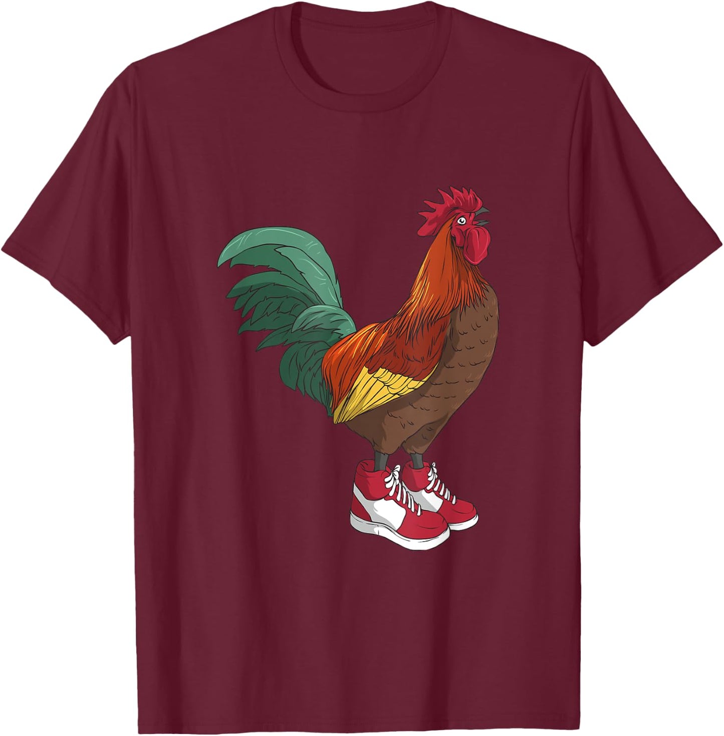 Chicken Wearing Sneakers Dank Meme T-Shirt - T-Shirt | Maroon
