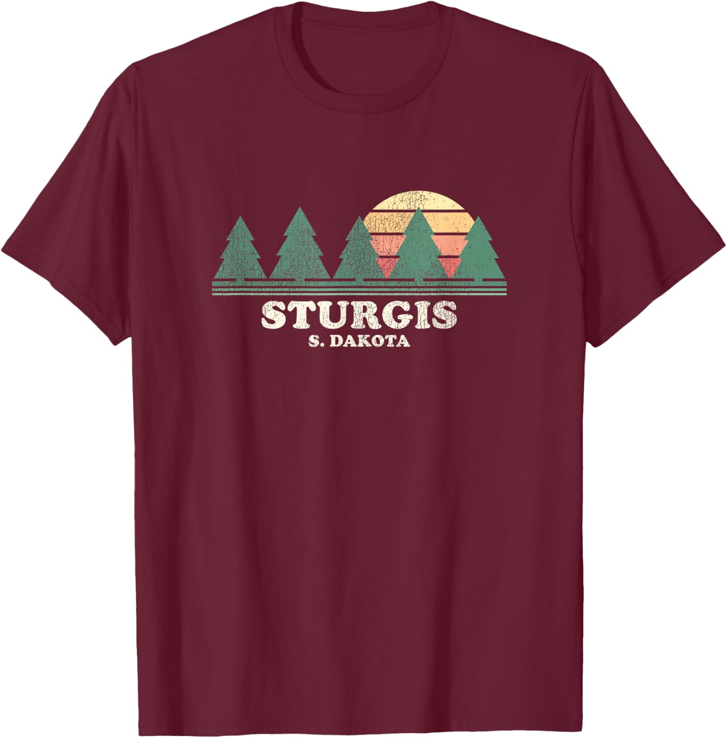 Sturgis SD Vintage Throwback Retro 70s Design T-Shirt - T-Shirt | Maroon