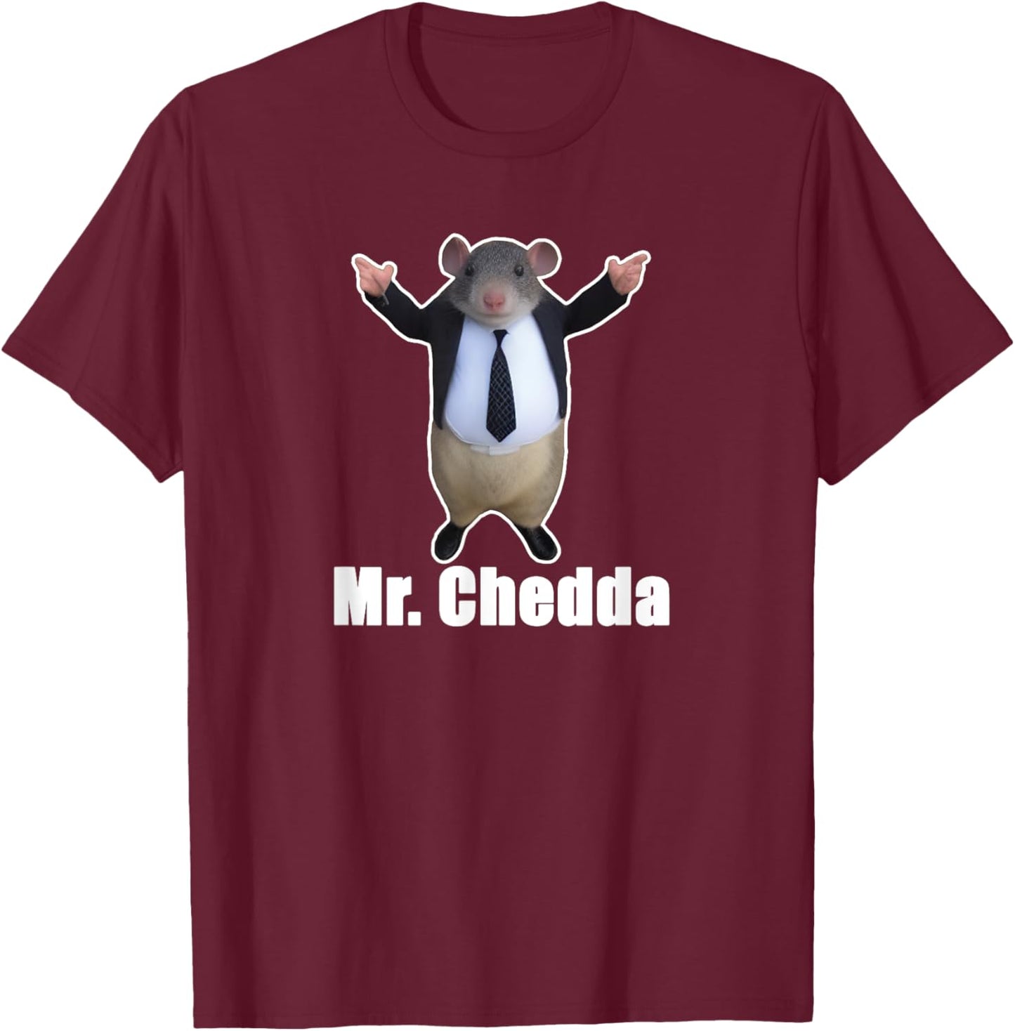 Mr Chedda Memes Black Cartoon Meme , -Adults, Small, Short Sleeve T-Shirt - T-Shirt | Maroon