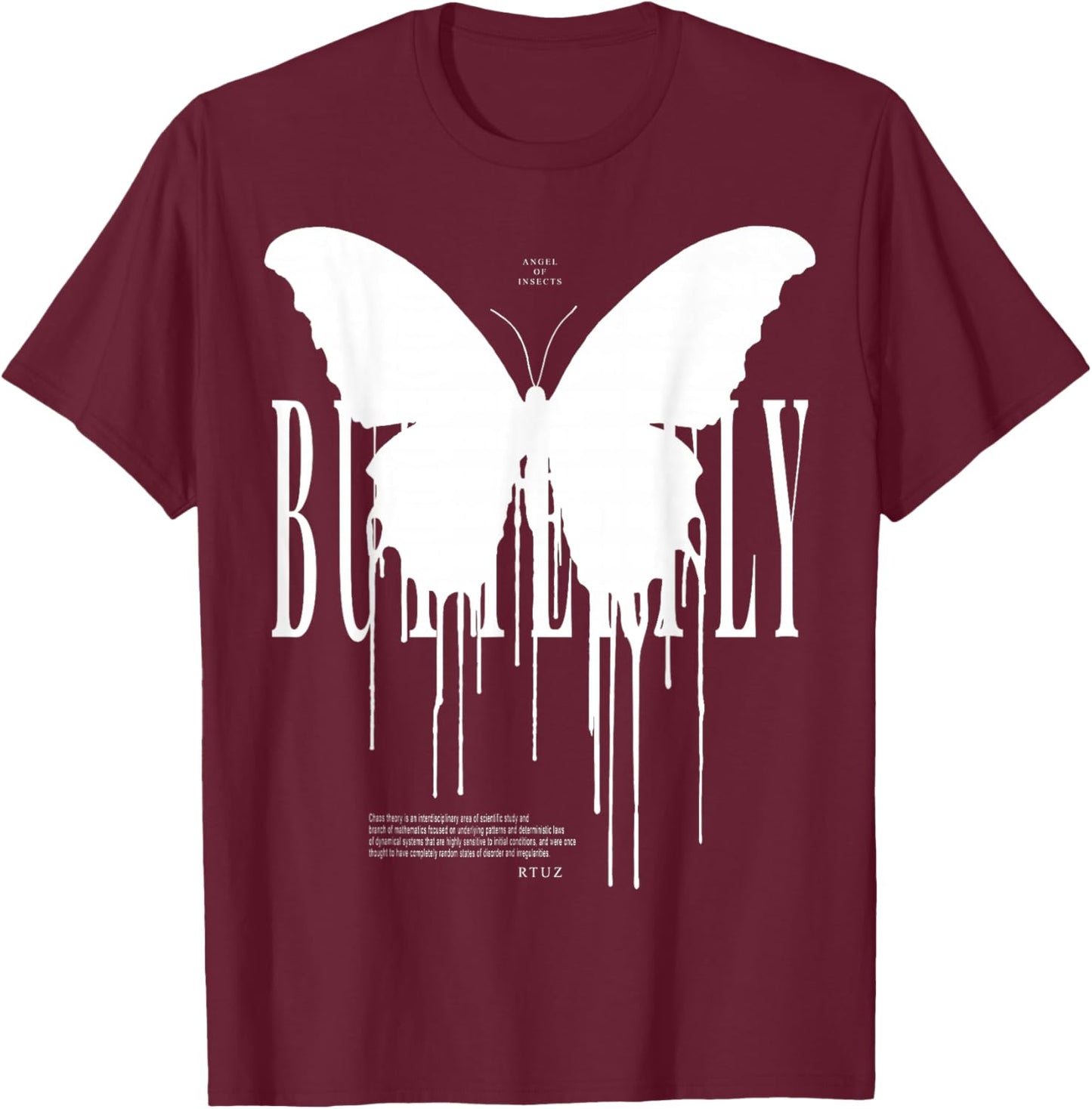 Butterfly Mode Hip Hop Fashion Damen Herren Schmetterling T-Shirt - T-Shirt | Maroon