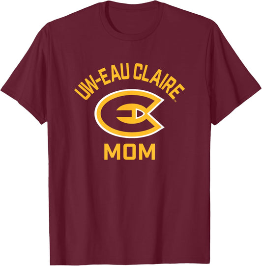 University of Wisconsin-Eau Claire Blugolds Arched Mom T-Shirt - T-Shirt | Maroon