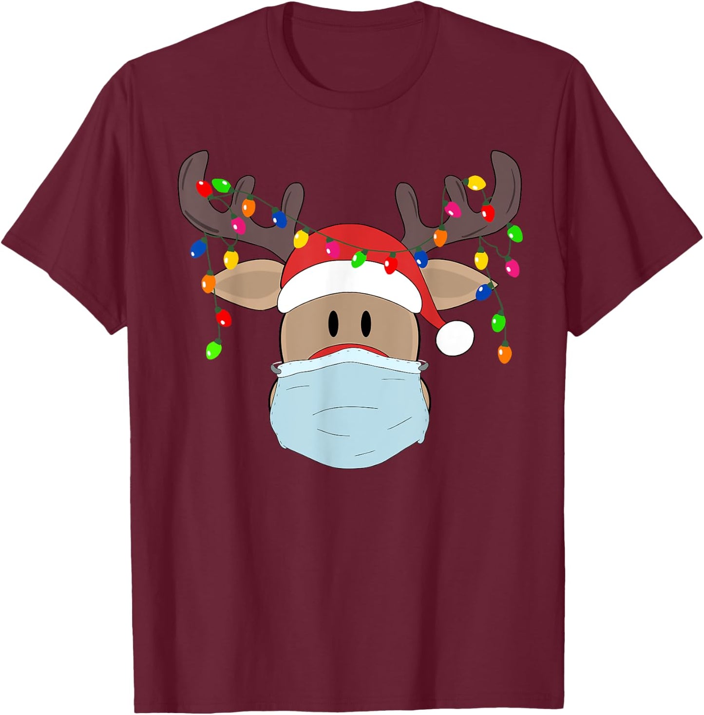 Christmas mask cute Rudolph reindeer mask shirt for holidays T-Shirt - T-Shirt | Maroon