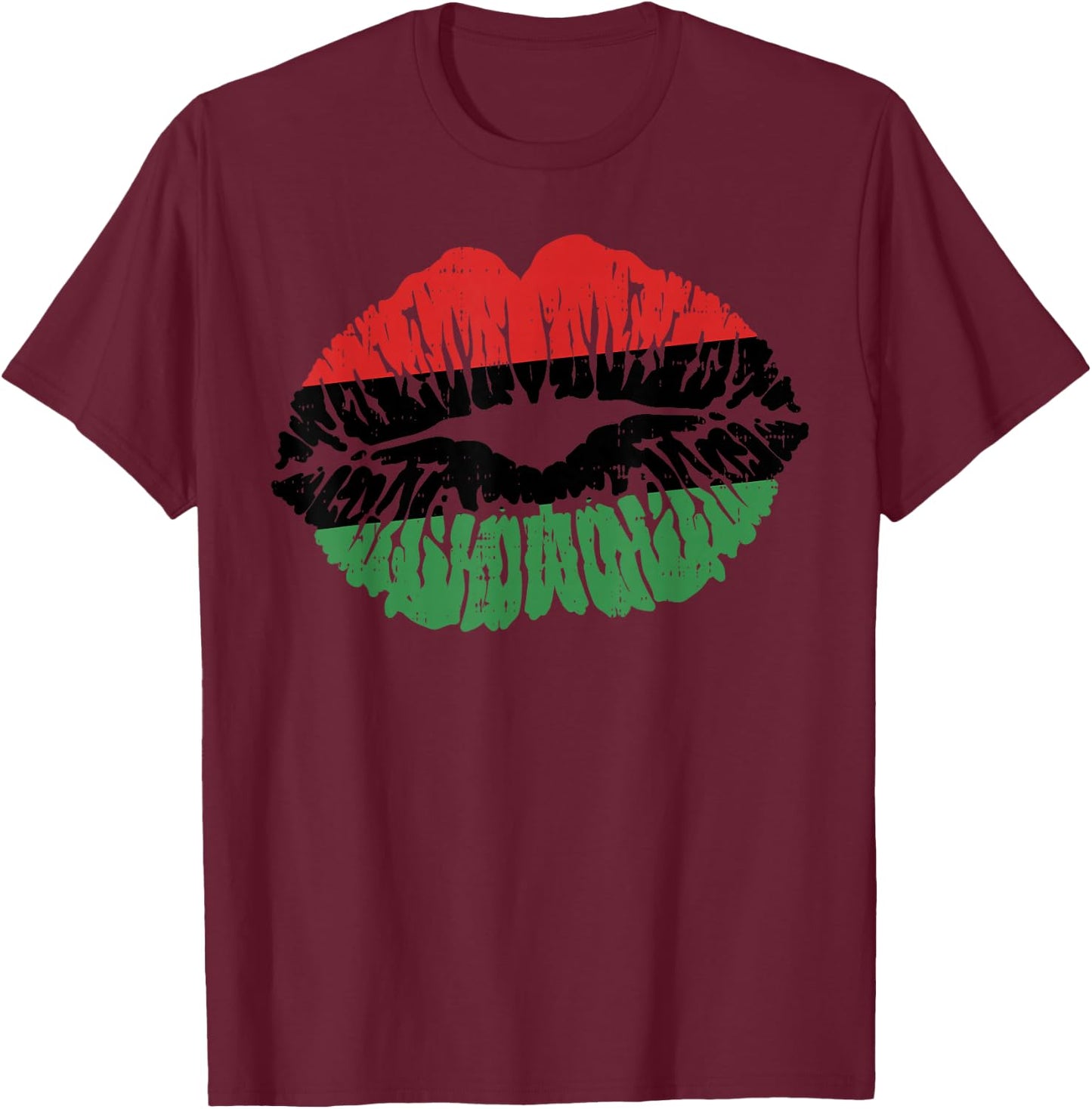 African Lips Flag Melanin Black History Month Pride Women T-Shirt - T-Shirt | Maroon