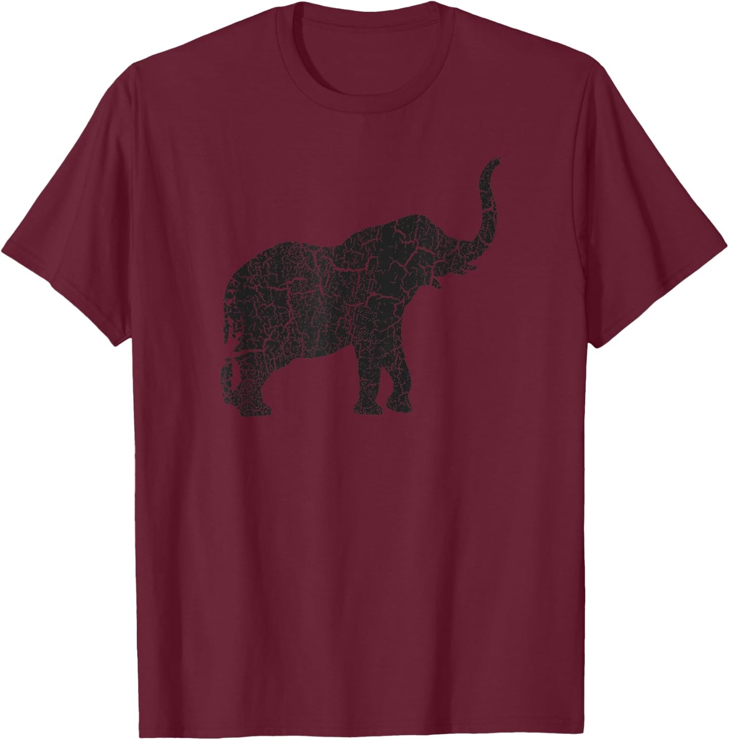 Elephant Distressed Print - Vintage Elephant T-Shirt - T-Shirt | Maroon